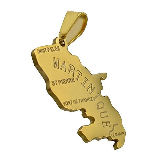 Pendentif mixte - Acier 316 doré - Martinique