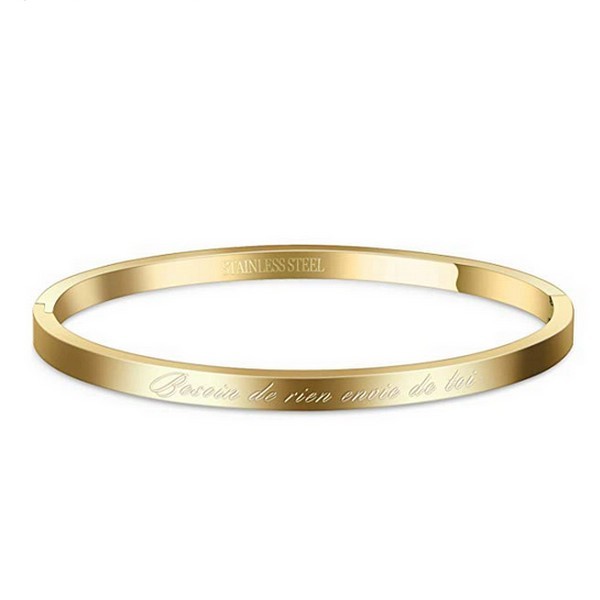 Bracelet message en acier pour femme - Couleur doré - ' Besoin de rien envie de toi '