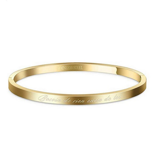 Bracelet message en acier pour femme - Couleur doré - ' Besoin de rien envie de toi '