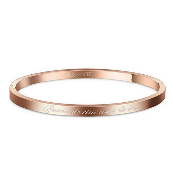 Bracelet message en acier pour femme - Couleur Or rose - ' Besoin de rien envie de toi '