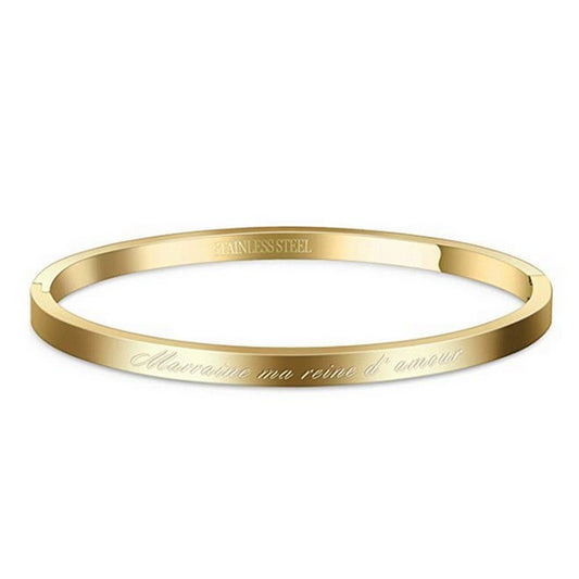 Bracelet message en acier pour femme - Couleur doré - ' Marraine ma reine d'amour '