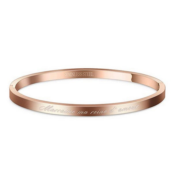 Bracelet message en acier pour femme - Couleur Or rose - ' Marraine ma reine d'amour '