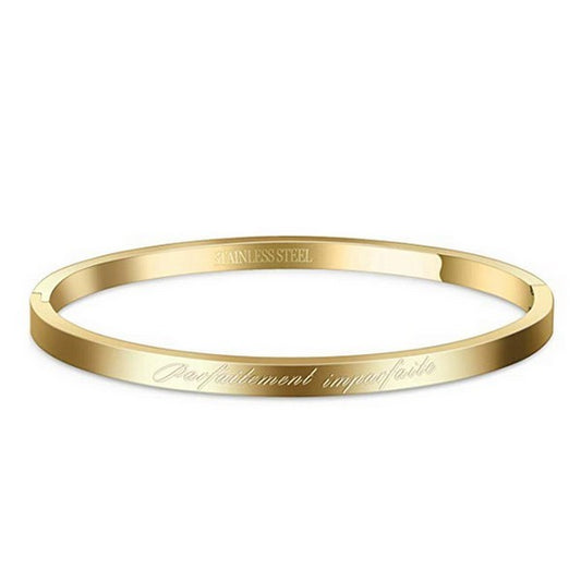 Bracelet message en acier pour femme - Couleur doré - ' Parfaitement imparfaite '