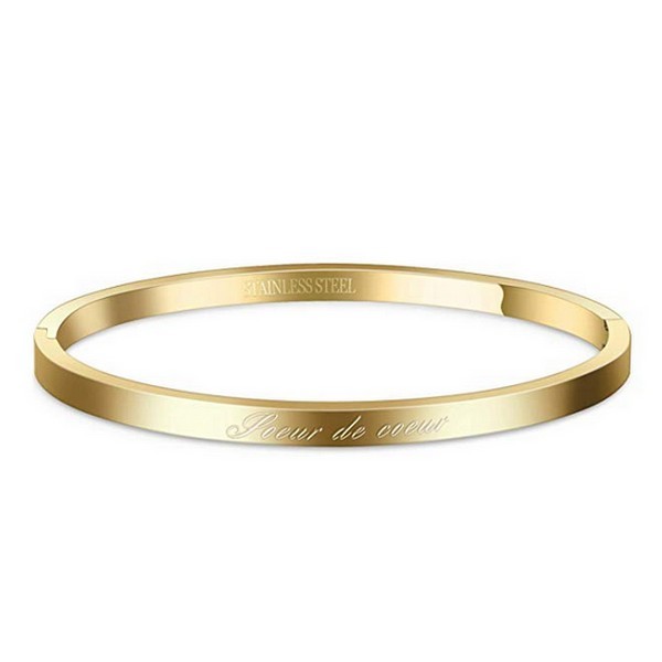 Bracelet message en acier pour femme - Couleur doré - ' Soeur de coeur '