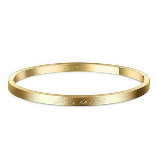 Bracelet message en acier pour femme - Couleur doré - ' Soeur de coeur '