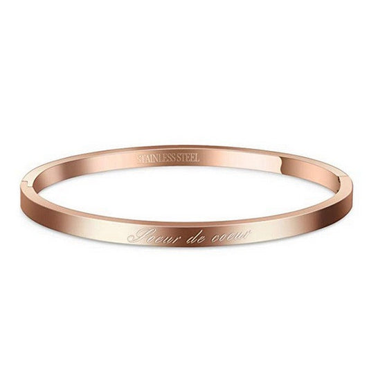 Bracelet message en acier pour femme - Couleur Or rose - ' Soeur de coeur '