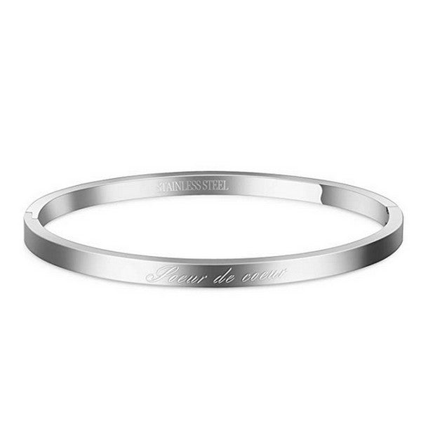 Bracelet message en acier pour femme - Couleur argenté - ' Soeur de coeur '