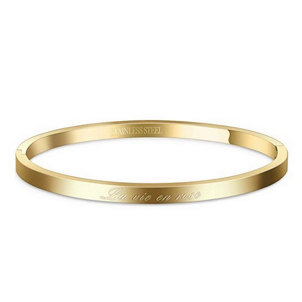 Bracelet message en acier pour femme - Couleur doré - ' La vie en rose '