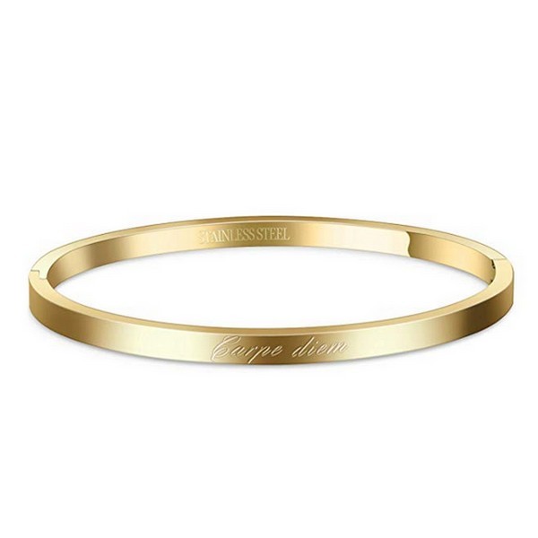Bracelet message en acier pour femme - Couleur doré - ' Carpe diem '