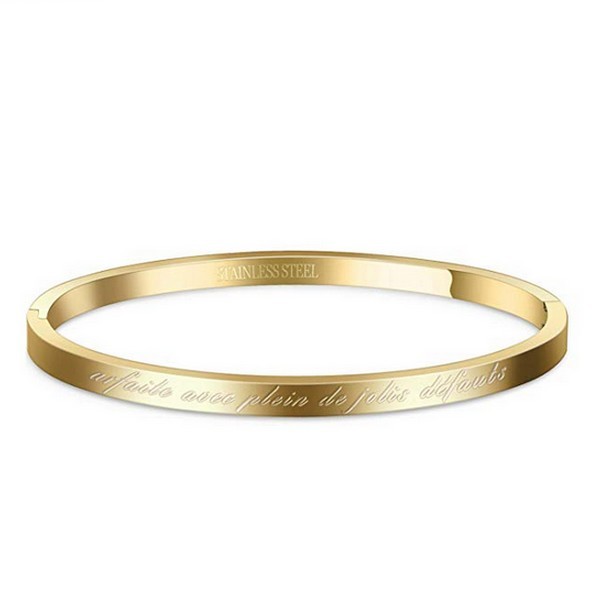 Bracelet message en acier pour femme - Couleur doré - ' Parfaite avec plein de jolis défauts '