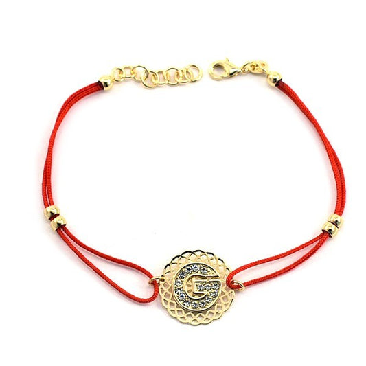 Bracelet pour femme - Couleur doré - Cordon rouge