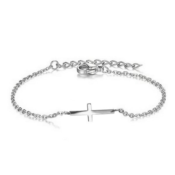 Bracelet en Acier 316 - Croix argenté