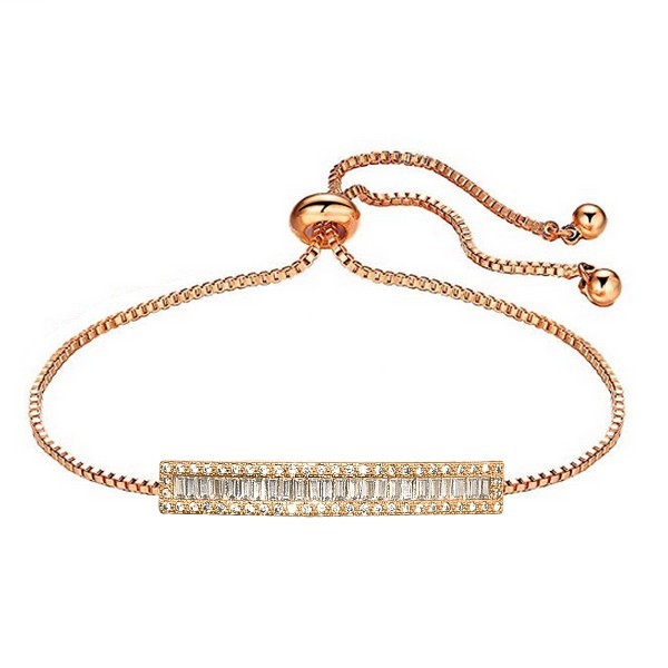 Bracelet pour femme - Couleur or rose pierres serties - Plaque serti