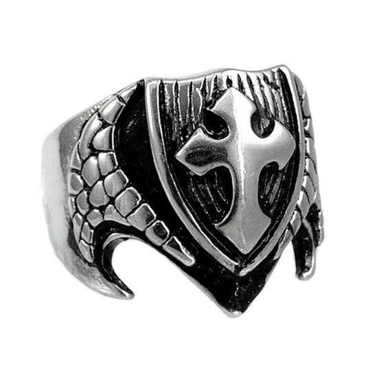 Bague acier 316 - Couleur Argenté - Croix