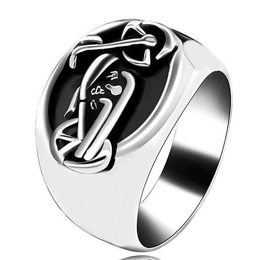Bague acier 316 - Couleur argenté - Moto ciselé