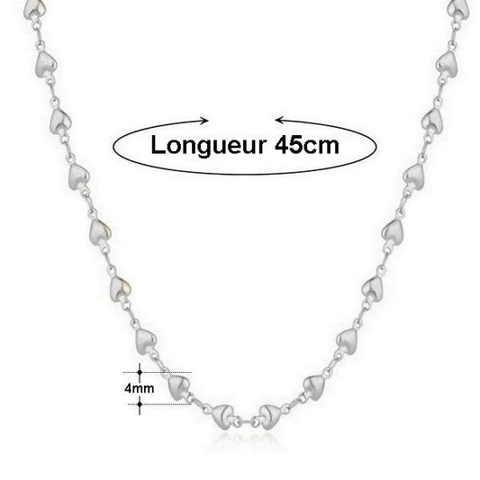 60 Chaînes colliers rhodié petits cœurs