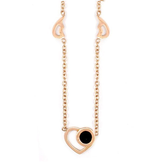 Collier acier pour femme - Coeur - Rond noir