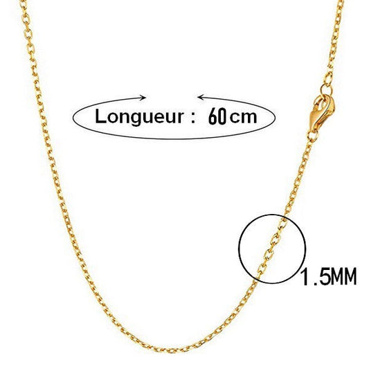 Lot de 10 chaines pour femme - Maille forçat 60 cm - 1.5 mm