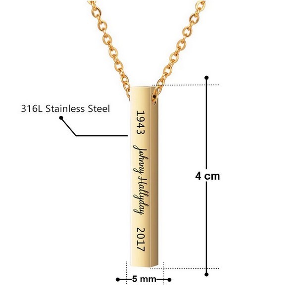 Collier pendentif Johnny Hallyday - Couleur doré