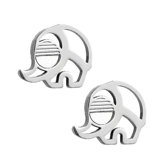 Boucles d'oreilles pour fille - Acier argenté - Eléphant
