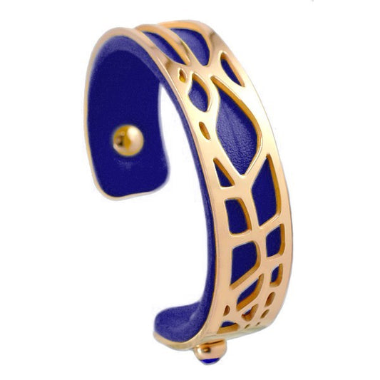 Bracelet pour femme - Acier inoxydable - cuir marine