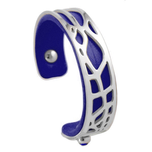 Bracelet pour femme - Acier inoxydable - cuir marine