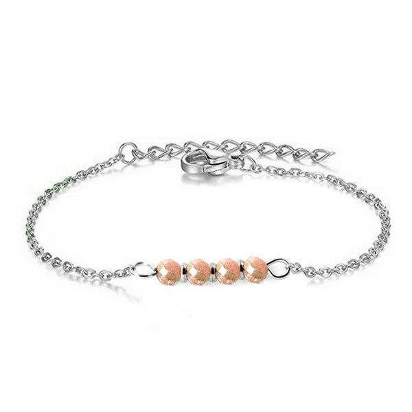 Bracelet pour femme - Argenté - Lignée de pierres minérales gemme marron