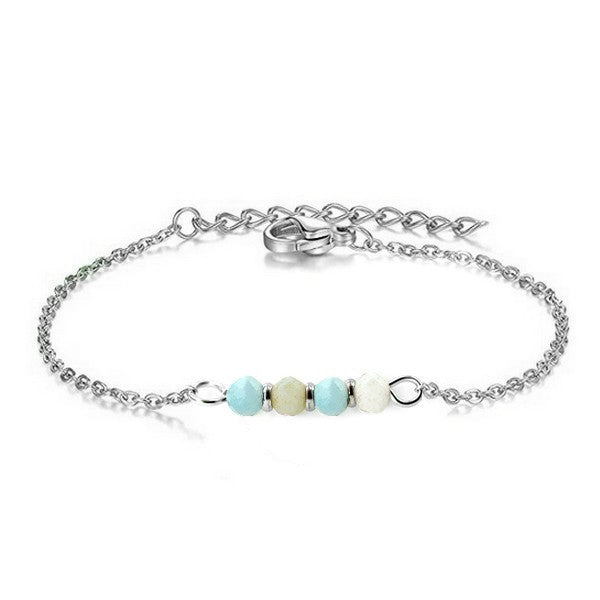 Bracelet pour femme - Argenté - Lignée de pierres minérales gemme double teinte
