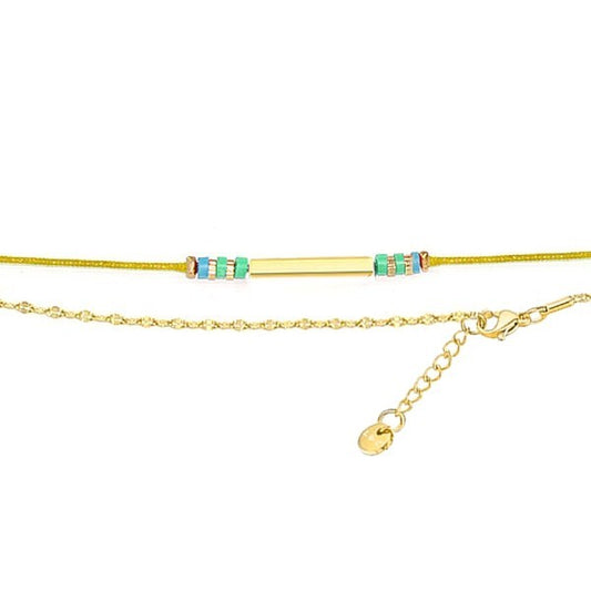 Bracelet pour femme - Jaune - Tube doré