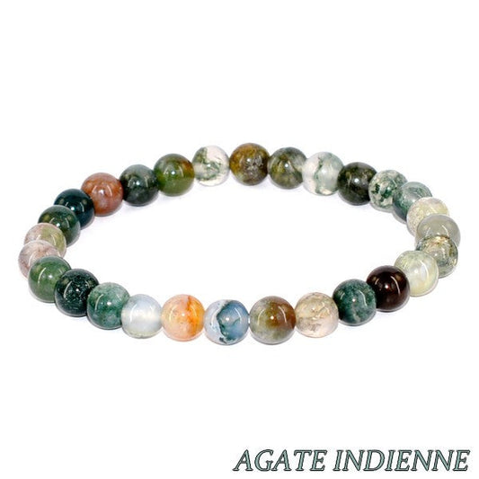 Bracelet pour Homme ou Femme - Pierre naturelle 6 mm - Agate indienne