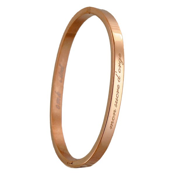 Bracelet message en acier pour enfant - Couleur Or rose - gravure ' Mon sucre d'orge '