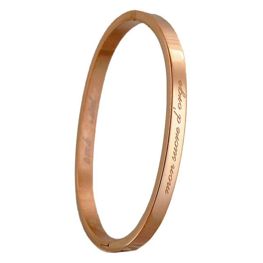 Bracelet message en acier pour enfant - Couleur Or rose - gravure ' Mon sucre d'orge '