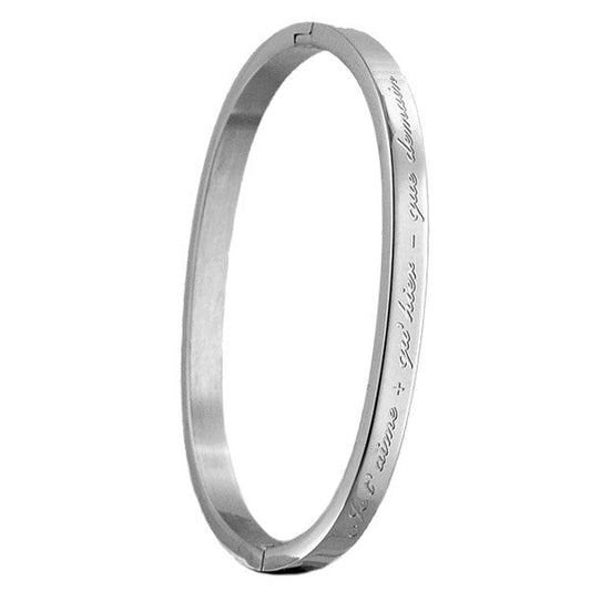 Bracelet message en acier pour enfant - Couleur argenté - gravure ' Je t'aime + qu'hier - que demain '