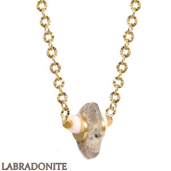 Collier pour femme - Pierre naturelle & acier - Labradorite