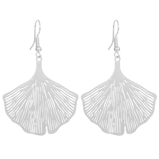 Boucles d'oreilles fantaisie pour femme - Couleur argenté - Feuille de lotus
