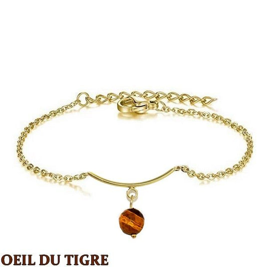 Bracelet pour femme - Acier & Pierre naturelle - Oeil du tigre