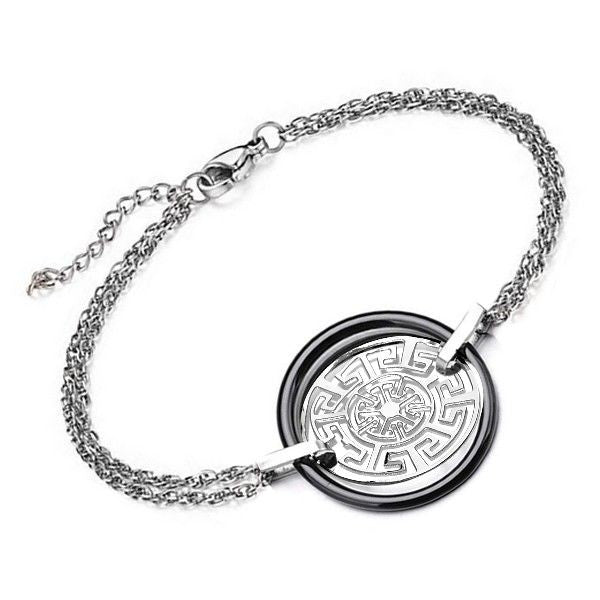 Bracelet pour femme - Acier & Céramique - Clé grecque