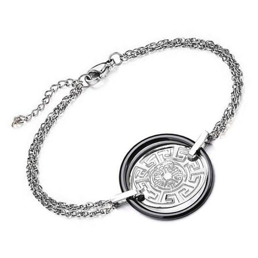 Bracelet pour femme - Acier & Céramique - Clé grecque