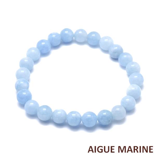 Bracelet pour homme ou femme - pierre naturelle 6 mm - Aigue marine