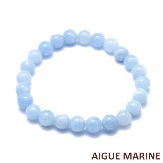 Bracelet pour homme ou femme - pierre naturelle 6 mm - Aigue marine