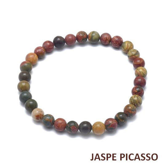 Bracelet pour homme ou femme - pierre naturelle 6 mm - Jaspe Picasso
