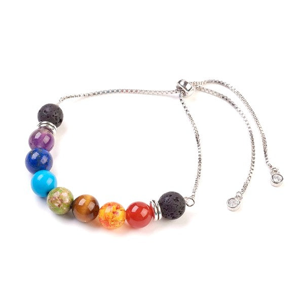 Bracelet pour homme ou femme coulissant - pierre naturelle - 7 Chakras