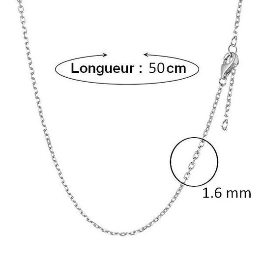 Lot de 10 Chaines acier maille forçat 1.6mm - 50cm+5cm