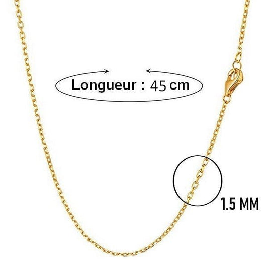 Lot de 10 Chaines acier 316 maille forçat - Couleur doré 45.5 cm - 1.5 mm