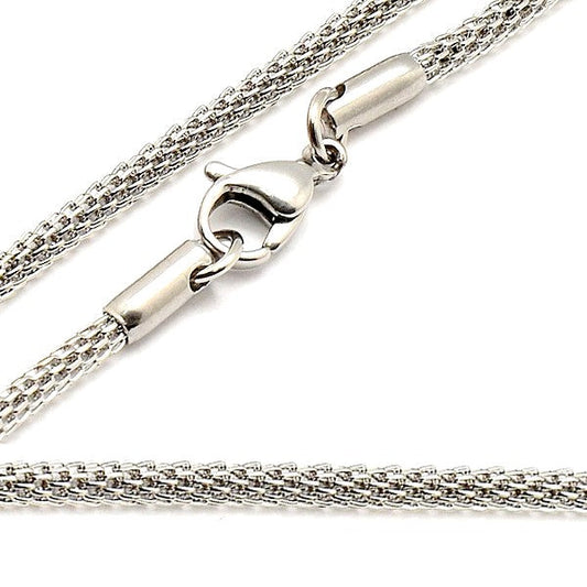 Chaine acier 316 maille lanterne - Couleur argenté 45 cm - 3.2 mm