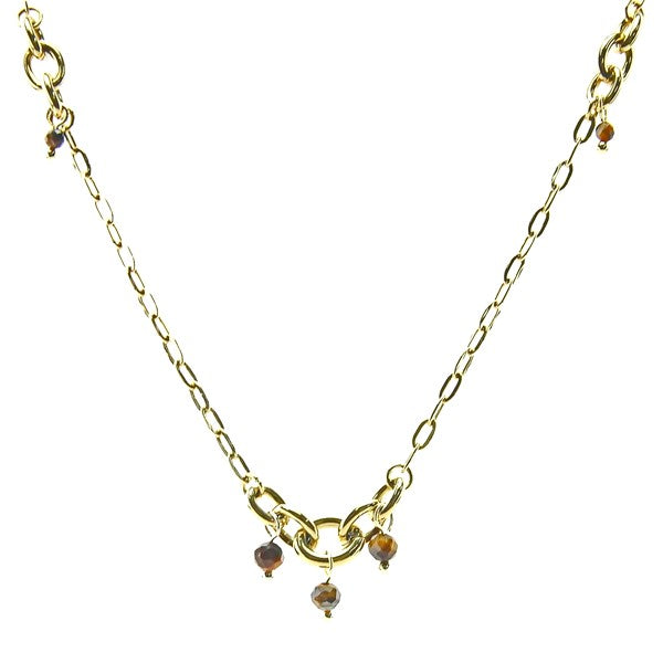 Collier pour femme - chaîne acier - pierre naturelle  - Oeil de tigre