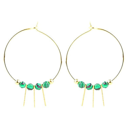 Boucles d'oreilles pour femme Créoles pierre naturelle Malachite