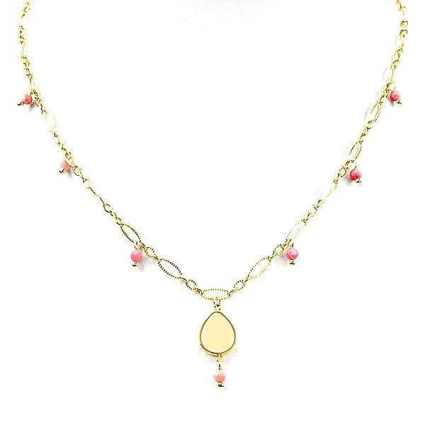 Collier pour femme pierre naturelle pendentif paillette Rhodonite