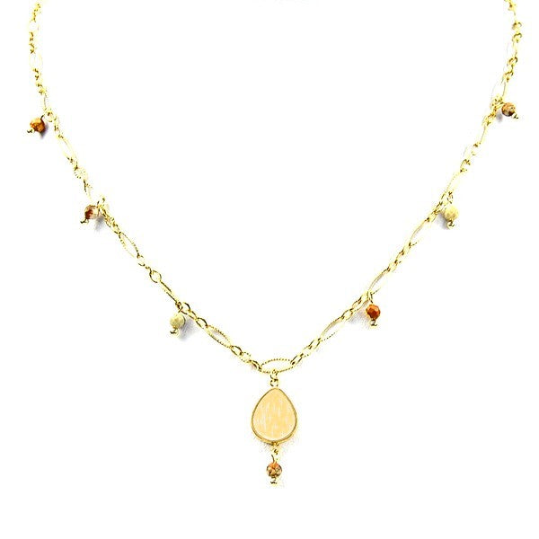 Collier pour femme pierre naturelle pendentif paillette Jaspe paysage