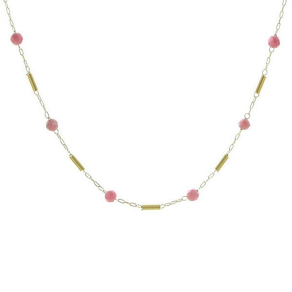 Collier pour femme pierre naturelle acier breloques Rhodonite